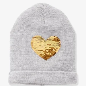 achat pas cher Bonnet à Sequins Réversibles Fille Gris Clair Chiné – Vertbaudet 7