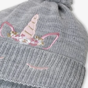 solde en ligne Bonnet Brodé Licorne Fille En Maille Gris Chiné – Vertbaudet 6