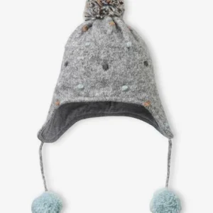 soldes en ligne Bonnet Esprit Péruvien Fille Avec Pois En Relief Gris Chiné – Vertbaudet 10