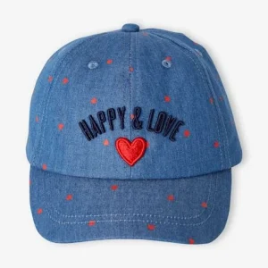 grand choix Casquette Fille Imprimée Cœurs Et Message Happy & Love Chambray – Vertbaudet 9