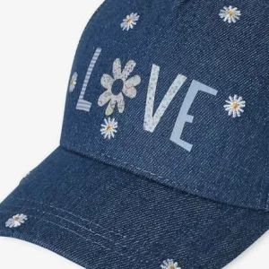 ﻿soldes Casquette Fille “love” En Denim Brodé Bleu Jean – Vertbaudet 12