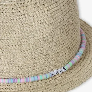 soldes Chapeau Aspect Paille Avec Perles Fille Sable – Vertbaudet 8