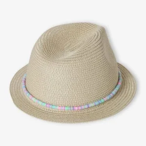 soldes Chapeau Aspect Paille Avec Perles Fille Sable – Vertbaudet 12