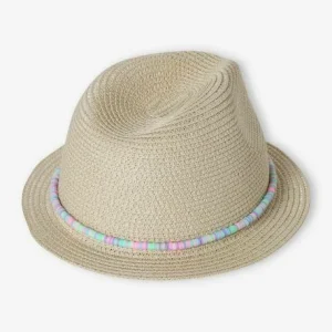 Chapeau Aspect Paille Avec Perles Fille Sable – Vertbaudet outlet soldes 12