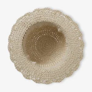 boutique pas cher Chapeau Aspect Paille Effet Crochet Avec Ruban Imprimé Fille Sable – Vertbaudet 13