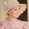 boutique pas cher Chapeau Aspect Paille Effet Crochet Avec Ruban Imprimé Fille Sable – Vertbaudet 11