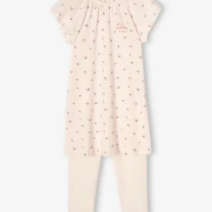 Chemise De Nuit En Maille Côtelée “cerises” + Legging Uni Fille Rose Nude – Vertbaudet france 10