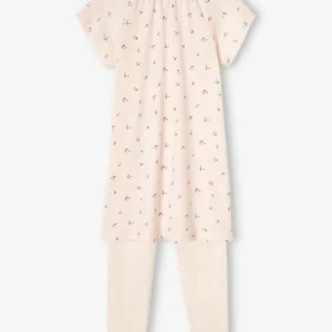 Chemise De Nuit En Maille Côtelée “cerises” + Legging Uni Fille Rose Nude – Vertbaudet france 16