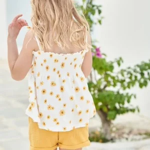 boutique en ligne france Débardeur à Smocks Imprimé Fille Rose Nude – Vertbaudet 18