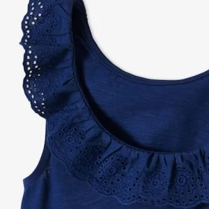 à prix très bas Débardeur Fille Col Volanté En Broderie Anglaise Bleu – Vertbaudet 12