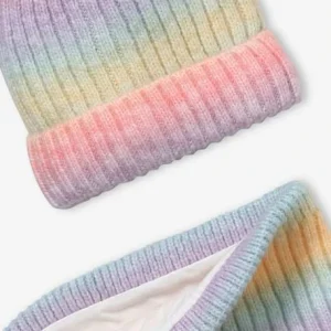 achat Ensemble Bonnet Et Snood Arc-en-ciel Fille Bleu Clair Bicolor/multicolor – Vertbaudet 6