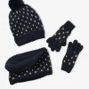 Ensemble Bonnet + Snood + Gants Coeurs Fille BASICS Encre Imprimé – Vertbaudet achetez 19