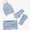 france Ensemble Bonnet + Snood + Gants Maille Chenille Fille Bleu Clair – Vertbaudet 13