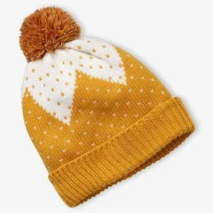 magasin pas cher Ensemble Bonnet + Snood + Gants Maille Jacquard Dorée Jaune Imprimé – Vertbaudet 12