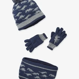 Ensemble Dino Garçon Bonnet + Snood + Gants Bleu – Vertbaudet achat 8