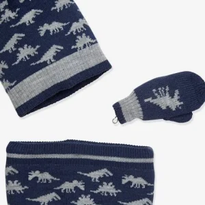 Ensemble Dino Garçon Bonnet + Snood + Gants Bleu – Vertbaudet achat 10