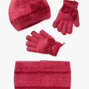 soldes de Noël Ensemble Fille Bonnet + Foulard + Gants Framboise – Vertbaudet 7