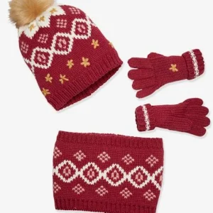 Ensemble Fille Bonnet + Snood + Gants Jacquard Framboise – Vertbaudet soldes 10