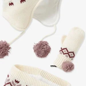 Ensemble Fille Bonnet + Snood + Gants Jacquard écru – Vertbaudet Livraison gratuite 16