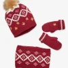 magasin paris Ensemble Fille Bonnet + Snood + Gants Jacquard Framboise – Vertbaudet 11