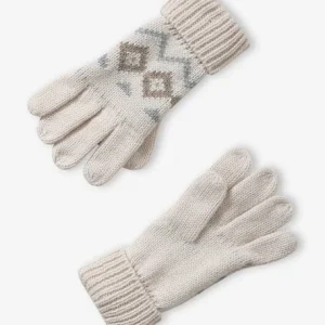 marque pas cher Ensemble Garçon Bonnet + Snood + Gants En Maille Jacquard Beige – Vertbaudet 16