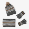 Ensemble Garçon Bonnet + Snood + Gants En Maille Jacquard Gris – Vertbaudet Nouvelle tendance 19