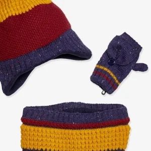 Promotio de vente Ensemble Garçon Bonnet + Snood + Mitaines Brique Rayé – Vertbaudet 9