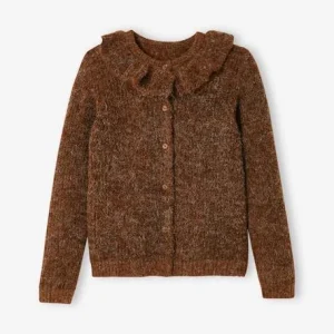 Gilet à Collerette En Maille Mousseuse Fille Marron – Vertbaudet qualité d’originales 16