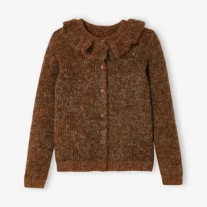 Gilet à Collerette En Maille Mousseuse Fille Marron – Vertbaudet Nouvelle tendance 16