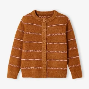 qualité d’originales Gilet à Rayures Jacquard Détails En Fil Brillant Fille Havane – Vertbaudet 12