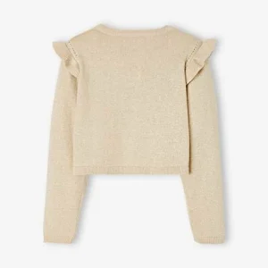 Gilet à Volants En Maille Irisée Fille Beige Doré – Vertbaudet soldes en ligne 7