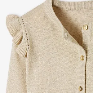 Gilet à Volants En Maille Irisée Fille Beige Doré – Vertbaudet marque moins cher 9