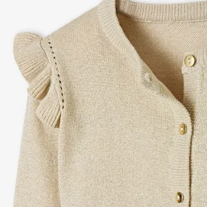 Gilet à Volants En Maille Irisée Fille Beige Doré – Vertbaudet soldes en ligne 9