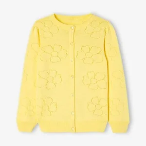 Gilet Maille Ajourée Motifs Fleurs Fille Jaune – Vertbaudet meilleur service 14