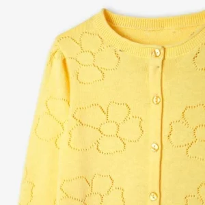 Gilet Maille Ajourée Motifs Fleurs Fille Jaune – Vertbaudet meilleur service 18