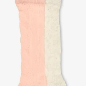 Lot De 2 Paires De Chaussettes Hautes Ajourées Fille Lot Rose Poudré – Vertbaudet De super promotions disponibles 6