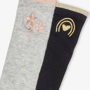 Lot De 2 Paires De Chaussettes Hautes Fille En Maille Cotelée Et Motif Lurex Lot Encre – Vertbaudet guranteed de qualité 6