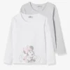 remise en ligne Lot De 2 T-shirts Fille Disney® Minnie Blanc Clair Uni Avec Decor – Minnie 19