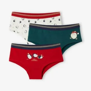 Retour gratuit en magasin. Lot De 3 Shorties Noël Fille Rouge – Vertbaudet 10