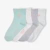 mode Lot De 4 Paires De Mi-chaussettes Brodées Coeur Scintillant Fille Rose Poudré – Vertbaudet 8