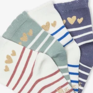 Lot De 4 Paires De Mi-chaussettes Rayées Et Coeurs Scintillants Bleu – Vertbaudet Meilleur Prix 6