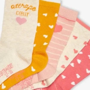 Lot De 5 Paires De Chaussettes Coeurs Fille BASICS Lot Bois De Rose Imprimé – Vertbaudet Boutique 12