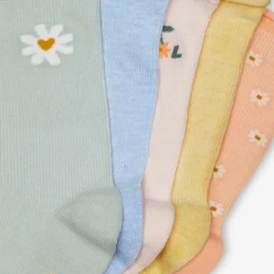 achetez Lot De 5 Paires De Chaussettes Marguerites Fille En Maille Côtelée Abricot – Vertbaudet 6