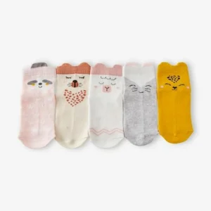 acheter en ligne Lot De 5 Paires De Mi-chaussettes Animaux Lot Rose Clair – Vertbaudet 7