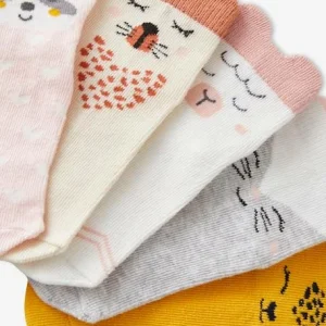 acheter en ligne Lot De 5 Paires De Mi-chaussettes Animaux Lot Rose Clair – Vertbaudet 9