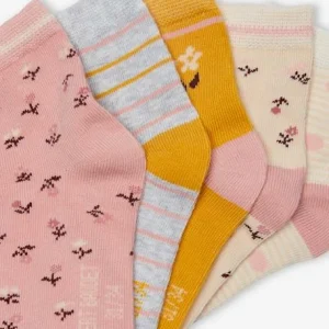 qualité supérieure Lot De 5 Paires De Mi-chaussettes Fleurs Fille Vieux Rose – Vertbaudet 7