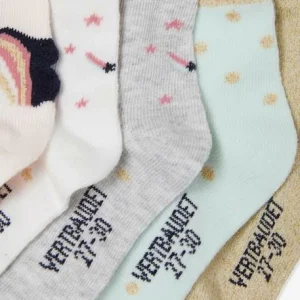 fashion pas cher Lot De 5 Paires De Mi-chaussettes “Licorne” Fille Lot Rose Pale – Vertbaudet 6