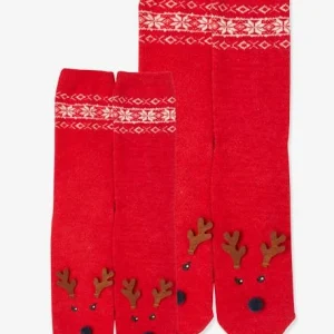 soldes de Noël Pack Chaussettes Noël Fille Enfant + Adulte Rouge Foncé Imprimé – Vertbaudet 13