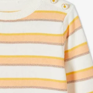 soldes luxe Pull à Rayures Irisées Fille Jaune Curry Rayé – Vertbaudet 9