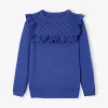 Pull à Volant Fille Détail Maille Ajourée Bleu – Vertbaudet marque pas cher 22